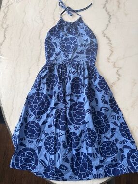 kate spade Blue Turtle Printed Halter Dress - Size 0